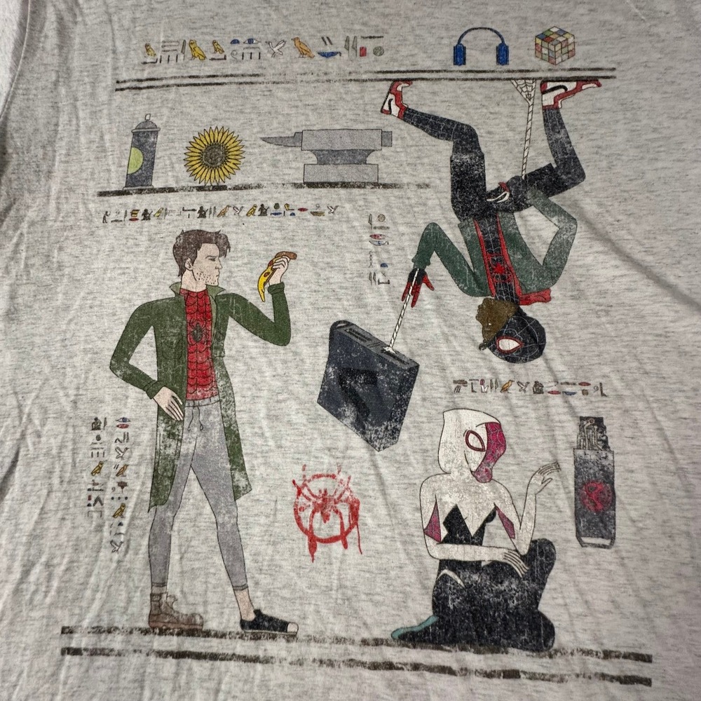 Next Level Spider-Man Into the Spider-Verse Size Medium Gray Mens Graphic Shirt - Picture 6 of 11
